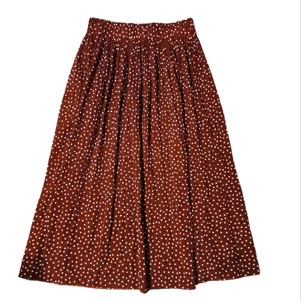 Polka Dot Midi Skirt in Rust Brown